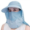 thumbnail image 1 of Sombreros de pesca con protección UV y ala ancha para mujer, sombrero de verano plegable con cola de caballo y solapa desmontable (azul) brillar Electrónica, 1 of 7