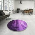 thumbnail image 3 of Ahgly Company Indoor Round Patterned Purple Iris Purple Area Rugs, 8' Round, 3 of 6