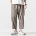 thumbnail image 3 of 2024 Summer Harajuku Casual Pants For Men Solid Color Cotton Linen Men's Harem Pants, 3 of 5