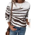 thumbnail image 3 of Women'S Casual Round Neck Long Sleeve Pullover Sweater Fall Winter Contrast Striped Shoulder Button Knit White XL, 3 of 9