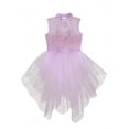 thumbnail image 4 of YiZYiF Kids Girls Asymmetrical Shiny Leotard Dancewear Sleeveless Sequins Tutu Figure Skating Ballet Leotard Dress A Pink 8, 4 of 5