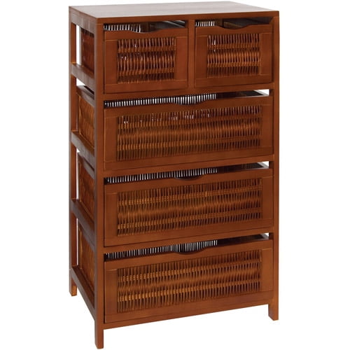 Neu Home Willow and Wood 5Drawer Storage Unit