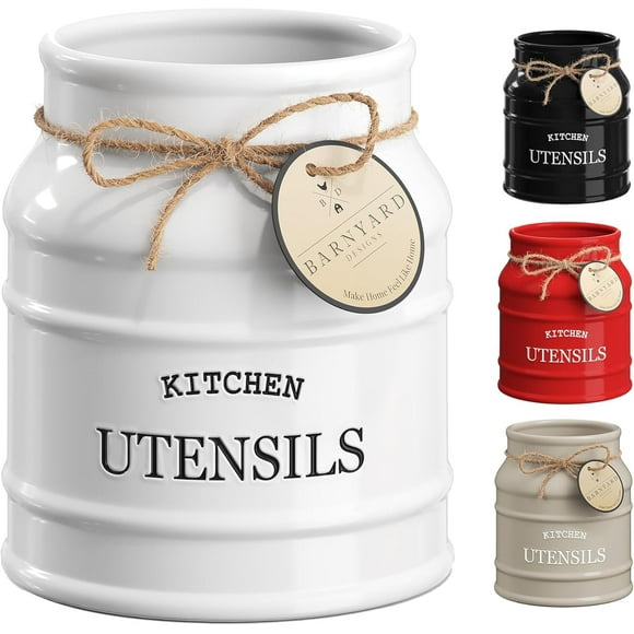 Soporte para utensilios Barnyard Designs Ceramic Farmhouse White