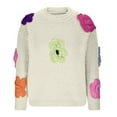 thumbnail image 5 of Lovskoo Sweaters for Women Trendy and Personalized Three-Dimensional Flower Pullover Long Sleeved Knitted Sweater White, 5 of 5