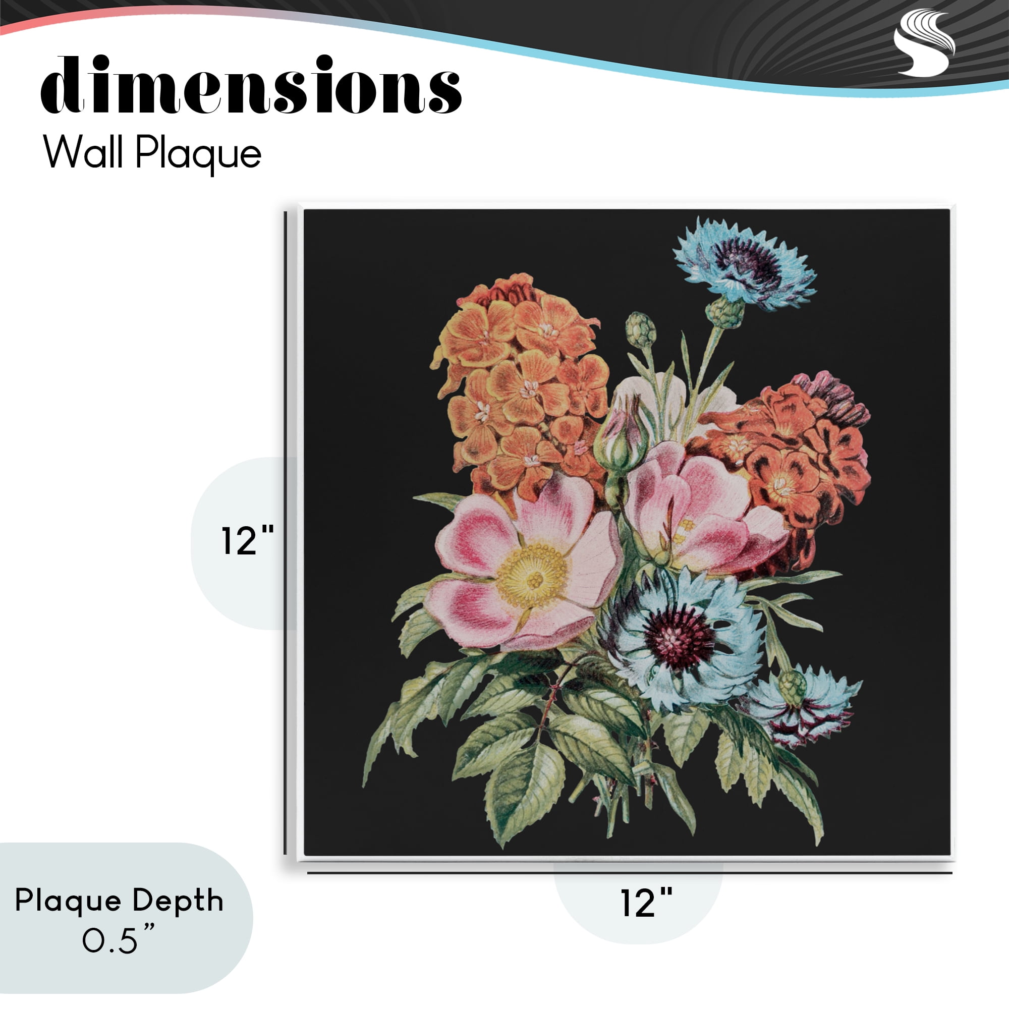 Stupell Industries Vintage Bouquet Study over Black Wall Plaque Art, design by Dan Meneely