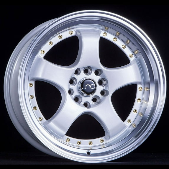 For 17x9 inch (1 Single Wheel Only) JNC Wheels - 17" JNC017 Pearl White Machined Lip Gold Rivet Rim - 5x100/5x114.3 JNC Wheels-24307144902