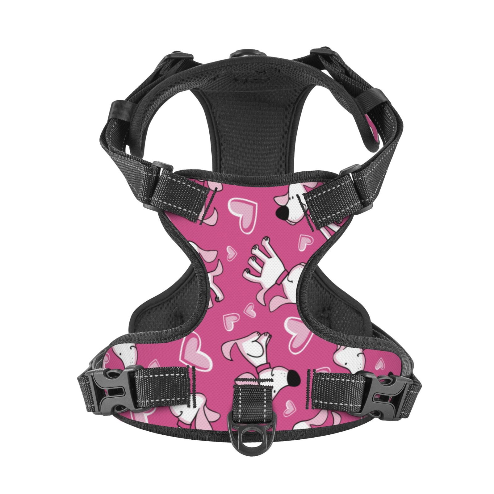 Kdxio Love Dog Print No Pull Dog Harness Adjustable Reflective Oxford Easy Control Medium Large Dog Harness for Training and Everyday-Large