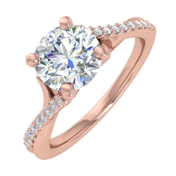 0.70 Carat Prong Set Diamond Twisted Engagement Ring in 14K Rose Gold (Ring Size 7.5) (I1-I2 Clarity)