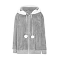 thumbnail image 4 of Veste Réversible Grande Taille Femme Chaude à Capuche Zippée Manteau Coréen Mode Confortable Couleur Unie, 4 of 6