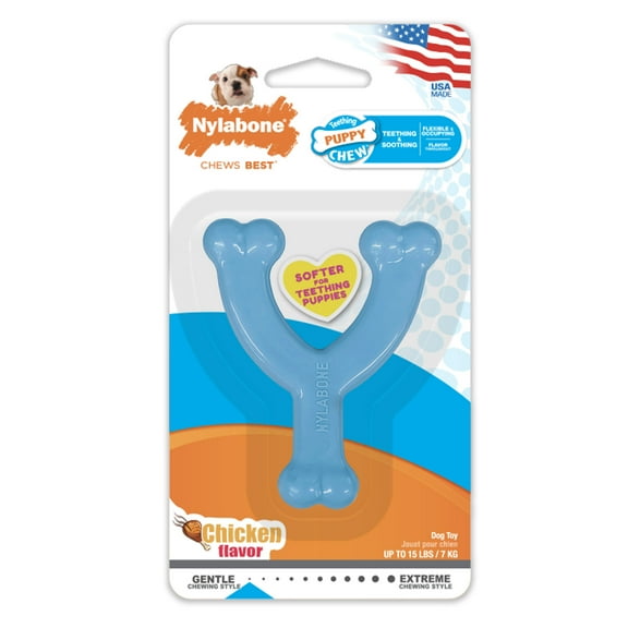 Nylabone Puppy Chew Toy Wishbone Chicken Blue X-Small (1 Count)