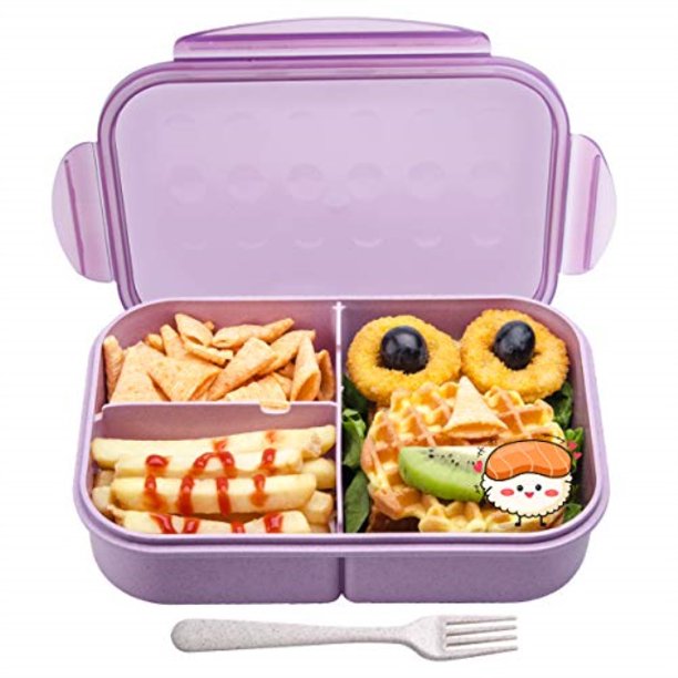 Bento Box Bento Box For Kids Lunch Boxes For Kids Leakproof Lunch Boxes With 3 Compartments Lunch Container Made From Wheat Fiber Purple By Missbig Walmart Com Bento Box Bento Box For Kids Lunch Boxes For Kids Leakproof Lunch Boxes With 3 Compartments Lunch Container Made From Wheat Fiber Purple By Missbig Walmart Com