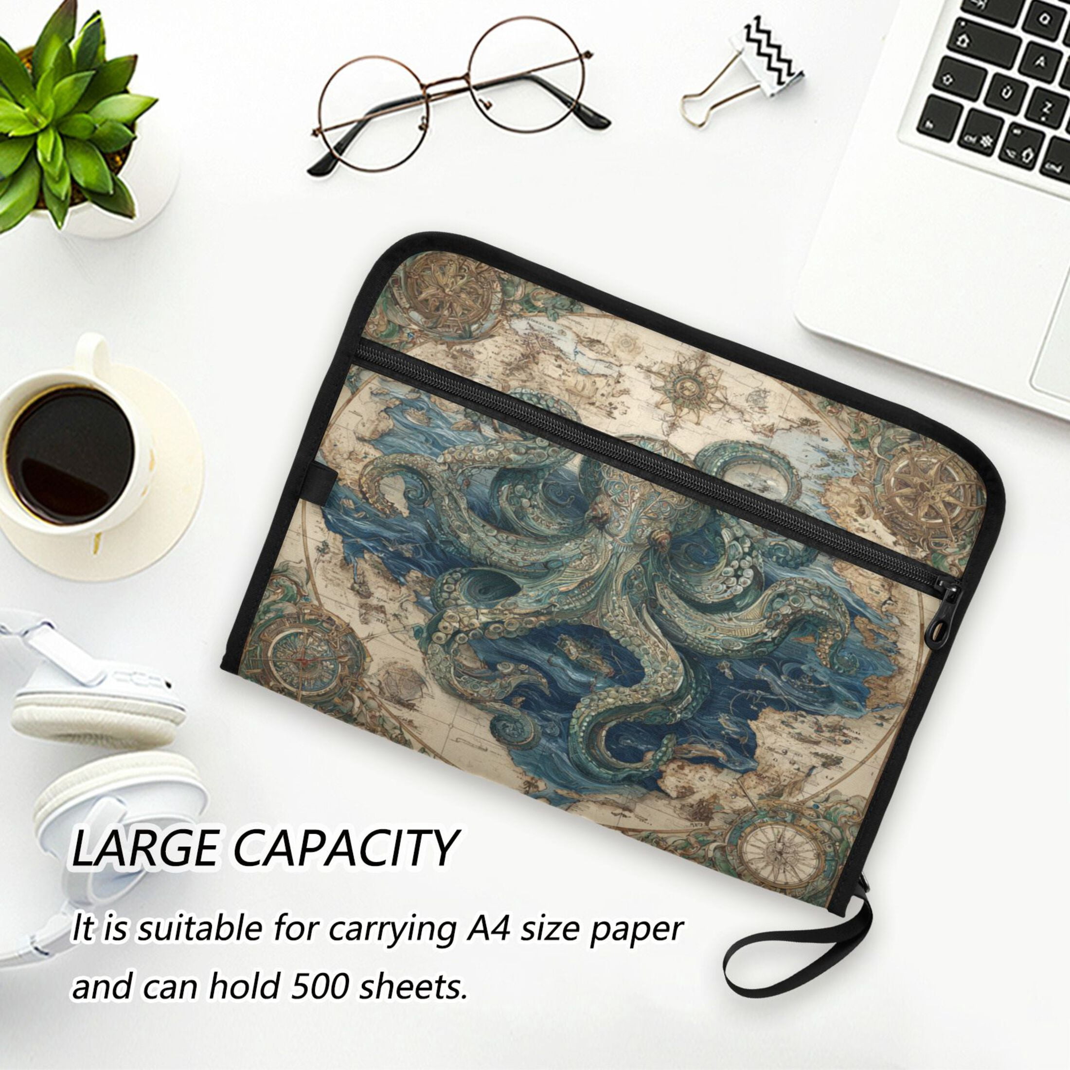 Wobogo Steam Octopus Expanding File Folder Letter Size Accordion Filing Organizer 13 Pocket Separate Organ Pocket