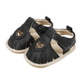 thumbnail image 2 of Huowey Infant Baby Girls Summer Sandals Solid Color Closed Hollow Out First Walking Hook And Loop T-Strap Shoes Flat Soft Sole Lightweight Beach Holiday Wedding Footwear,Black,0-6 Months, 2 of 5