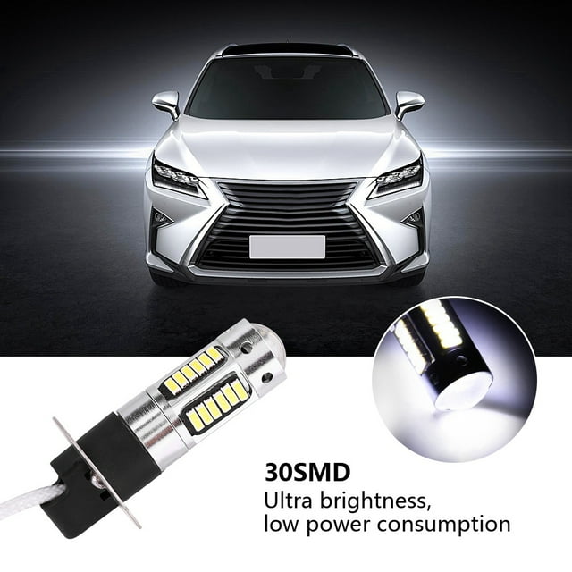 Bombilla para Faros Delanteros H3, Juego de 2 Bombillas Liderado H3 de 25 W, 550 lm, 6500 K, Para Luz Antiniebla, Luz Diurna