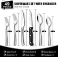 thumbnail image 2 of Juego de cubiertos martillados de 49 piezas con organizador, cubiertos de acero inoxidable de alta resistencia para 8, juegos de cubiertos con cuchillos para carne, a prueba de óxido, pulido espejo,, 2 of 6