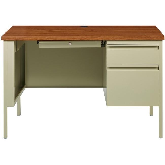Fortress Series Oak Laminate Top Desk, Putty