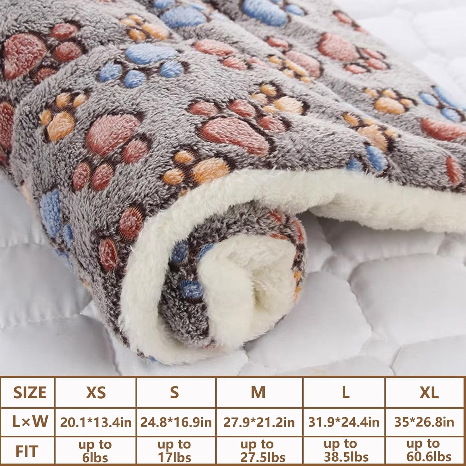 Cozy Calming Cat Blanket Dog Blanket: 5 Sizes Flannel Cloth Self Warming Cat Mat, Ultra Soft Pet Beds for Small Medium Large Pet Dogs, Reversible Fleece Dog Crate Kennel Mat Cat Bed Liner (B, XL)