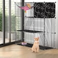 thumbnail image 5 of Zorpupoa 1Pc 3-Tier Cat Cage Indoor Playpen for American Shorthair 1-2 Cats Multi-Level Enclosure with Hammock Ladder Toy Balls Iron Kennel Ferrets Rabbits Small Pets 107x106x36cm/42.12x41.73x14.17in, 5 of 11