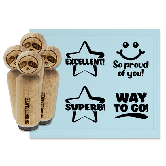 Teacher Inspirational Motivation Star Excellent Superb Rubber Stamp Set for Scrapbooking Crafting Stamping - Mini 1/2 Inch