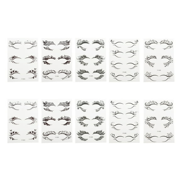 Unique Bargains 10 Pcs Realistic Temporary Tatto Eyelash Fake Tattoos Black