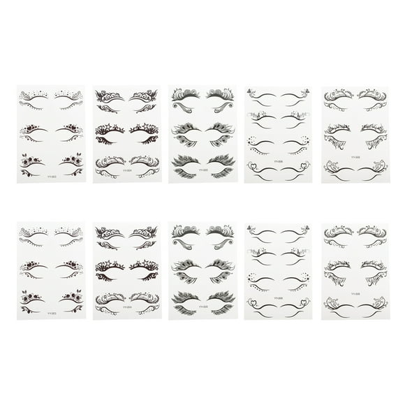 Unique Bargains 10 Pcs Tatouage Temporaire Réaliste Faux Cils Tatouages Noirs