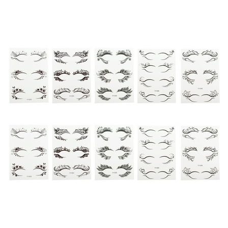 Unique Bargains 10 Pcs Realistic Temporary Tatto Eyelash Fake Tattoos Black