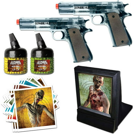 Zombie Hunter Destroyer 6mm Airsoft 2 Pistol Kit, Clear