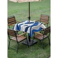 thumbnail image 4 of Outdoor Tablecloths with Umbrella Hole & Zipper, Blue White Moire 60x60 Inch Square Tablecloths, Modern Abstract Art Waterproof Table Cloth, Patio/Pool/Picnic Table Covers, 4 of 8