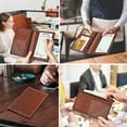 thumbnail image 7 of Fintie Server Book Organizer with Zipper Pocket, PU Leather Restaurant Guest Check Presenters Card Holder for Waitress Waiter Bartender, Vintage Brown, 7 of 7