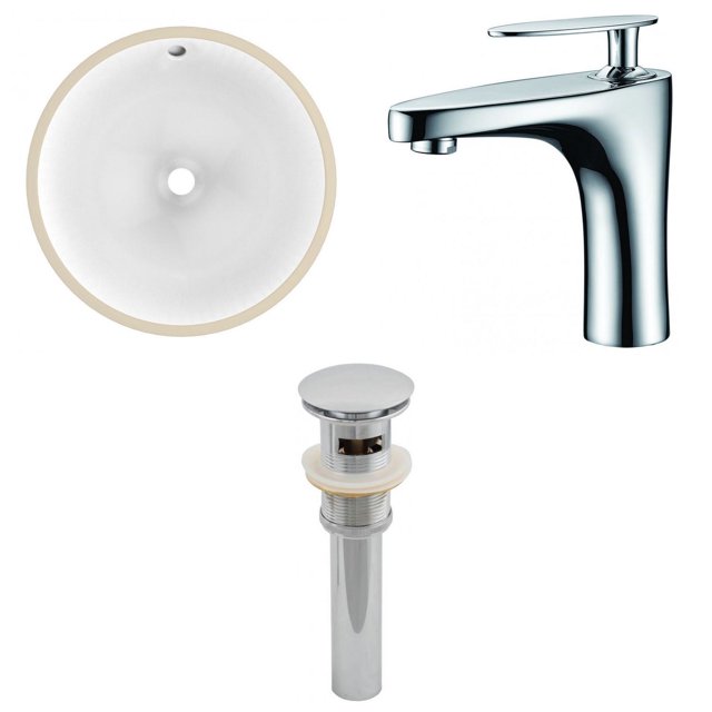 16.5-in. W CUPC Round Bathroom Undermount Sink Set In White - Chrome Hardware - Overflow Drain Incl. AI-12935