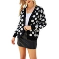 thumbnail image 3 of Diconna Open Front Knit Sweater Dot Print Long Sleeve V-neck Cardigan, 3 of 9