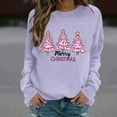 thumbnail image 6 of QIUOMBBP Christmas Sweatshirts for Women Xmas Tree Print Long Sleeve Shirts Casual Round Neck Pullover Tops, Purple, S, 6 of 7