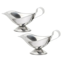 2pcs Stainless Steel Gravy Boat with Handle 5 oz Sauce Server for Syrups, Salad Dressings, Creamer, Broth, Home and Restaurant Use