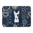 thumbnail image 1 of Carolines Treasures BB5060RUG Blue Flowers Bull Terrier Machine Washable Memory Foam Mat, 1 of 4