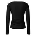 thumbnail image 5 of Lace Mesh Sheer Long Sleeve Tops for Women Crew Neck Cut Out Front Side Ruched Asymmetrical Hem Party Clubwear Fitted Tight T Shirts Blouses Black L, 5 of 5