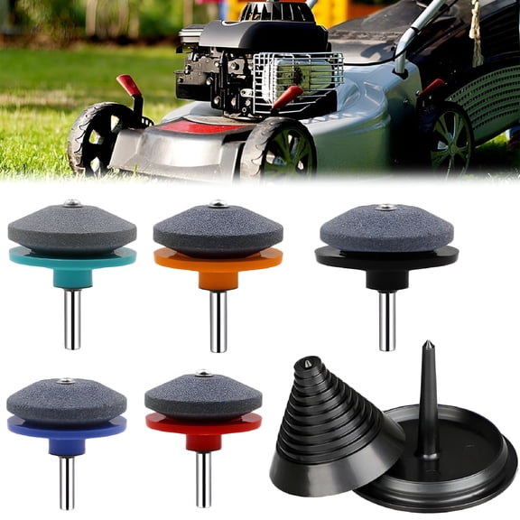ZEPARO Lawn Mower Blade Sharpener for Drill and Lawn Mower Blade Balancer Set,Universal Rotary Lawn Mower Sharpener Blade Whetstone for Power Drill Hand Drill