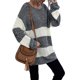 thumbnail image 4 of Txlixc Suéter de manga larga femenino, suéter de cuello redondo con patrón rayado Txlixc moda, 4 of 7