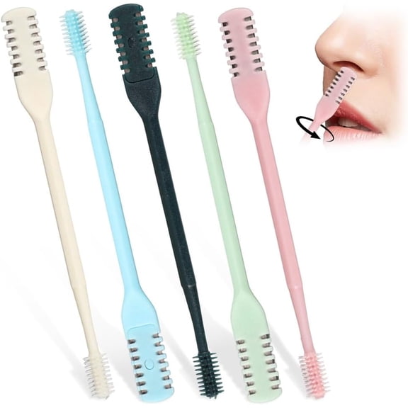 5Pcs 2-in-1 Nose Hair Trimmer for Women, Portable Double Sided 360° Rotating Nasal Hair Cutter for Women Home Travel
