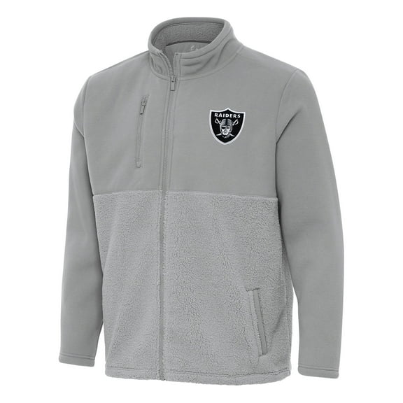 Men's Antigua Gray Las Vegas Raiders Daily Fused Full-Zip Jacket