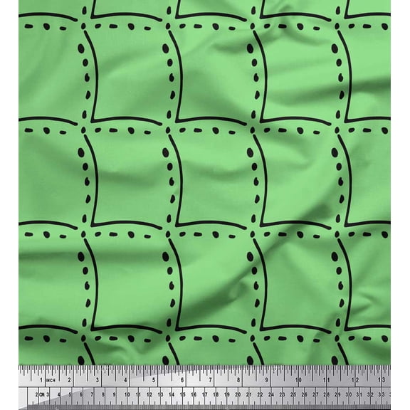 Soimoi Green Cotton Voile Fabric Tendril & Abstract Print Fabric by Yard 42 Inch Wide