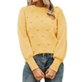 thumbnail image 1 of Chandail Col Rond Automne pour Femmes Mignon Manches Longues Bouffantes Tricot Épais avec Pompon, 1 of 6