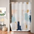 thumbnail image 1 of No Hook Shower Curtain, Abstract Pink Blue Shower Curtains for Bathroom with See Through Top Window, Modern Color Block Mottled Simple Art Waterproof & Washable Bath Curtain Stall 48"x72", 1 of 8