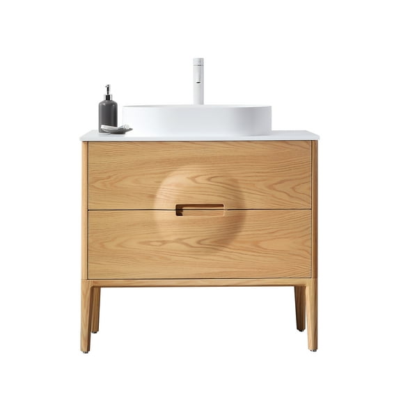 Colmar 36" Whitewash Oak Freestanding Bathroom Vanity