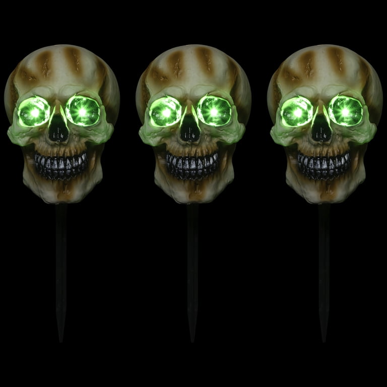 Free Shipping! Northlight Set of 3 Lighted Skeleton Head Pathway