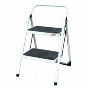 NEW BUFFALO CORP. AmeriHome Black and White Two-Step Metal Utility Stool for Home Maintenance Projects and Cleaning