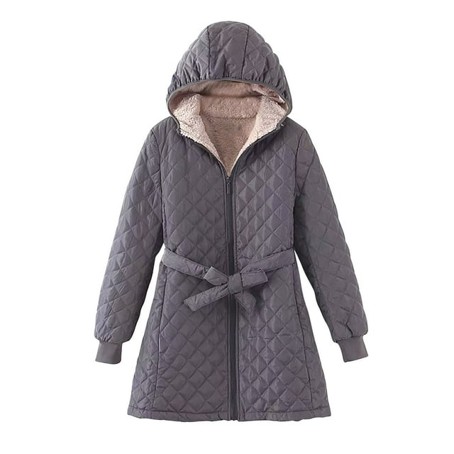 FAIWAD Lightweight Puffer Jacket for Womens Long Sleeve Solid Color Pockets Coat Winter Zipper Quilted Jacket