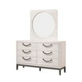 thumbnail image 4 of 4Pc Unique Design Bedroom Set Beige Finish Queen Size Bed Dresser Mirror Nightstand Solid Wood, 4 of 7