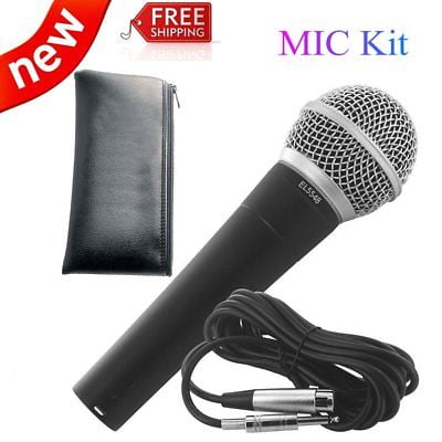 Microphone Wired Dynamic Vocal Cardioid Handheld Mic with On/Off Switch for Karaoke, Live Vocal, Speech Stage, Performance, Public Speaking, Home KTV Includes 16.5ft XLR to 1/4 Cable, Silver