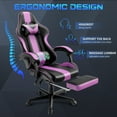 thumbnail image 2 of Luxvie Gaming Chair with Footrest High Back Ergonomic Computer Gamer Chair with Massage and Headrest Lumbar Support Swivel Office Game Chair for Adults, Purple, 2 of 7