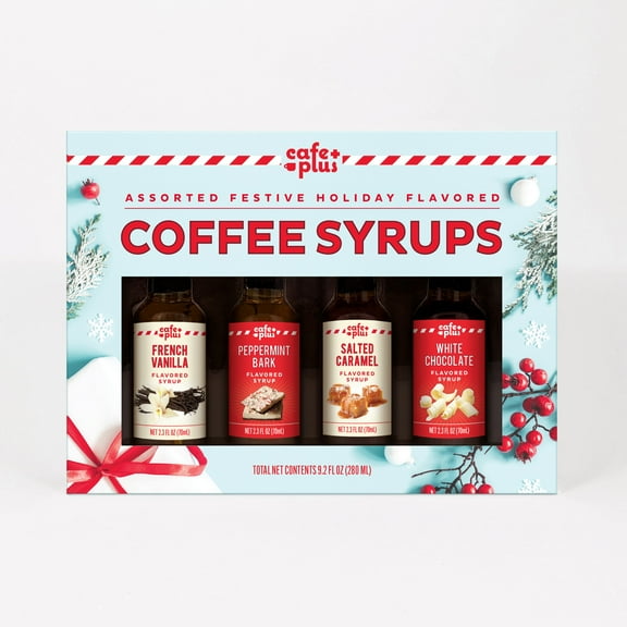 Cafe Plus Four Pack Coffee Syrup Sampler of Assorted Liquid Coffee Syrup Flavors by MSRF, Inc.